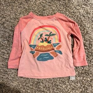 Patagonia Pink Long Sleeve Sun Shirt Tee size 18m